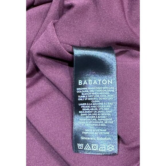 Babaton Sz M Top Contour V-neck Burgundy Long Sleeve Shirt Cropped - Picture 4 of 7